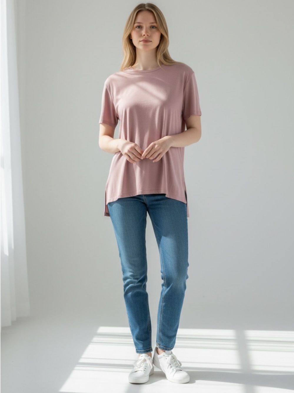 NWT Love Tree Lavender Tencel Eco Soft Technology Short Sleeves Top Size L
